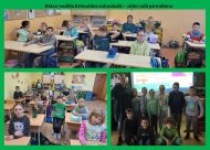 Pedagogi un skolēni zaļas krāsas drēbēs