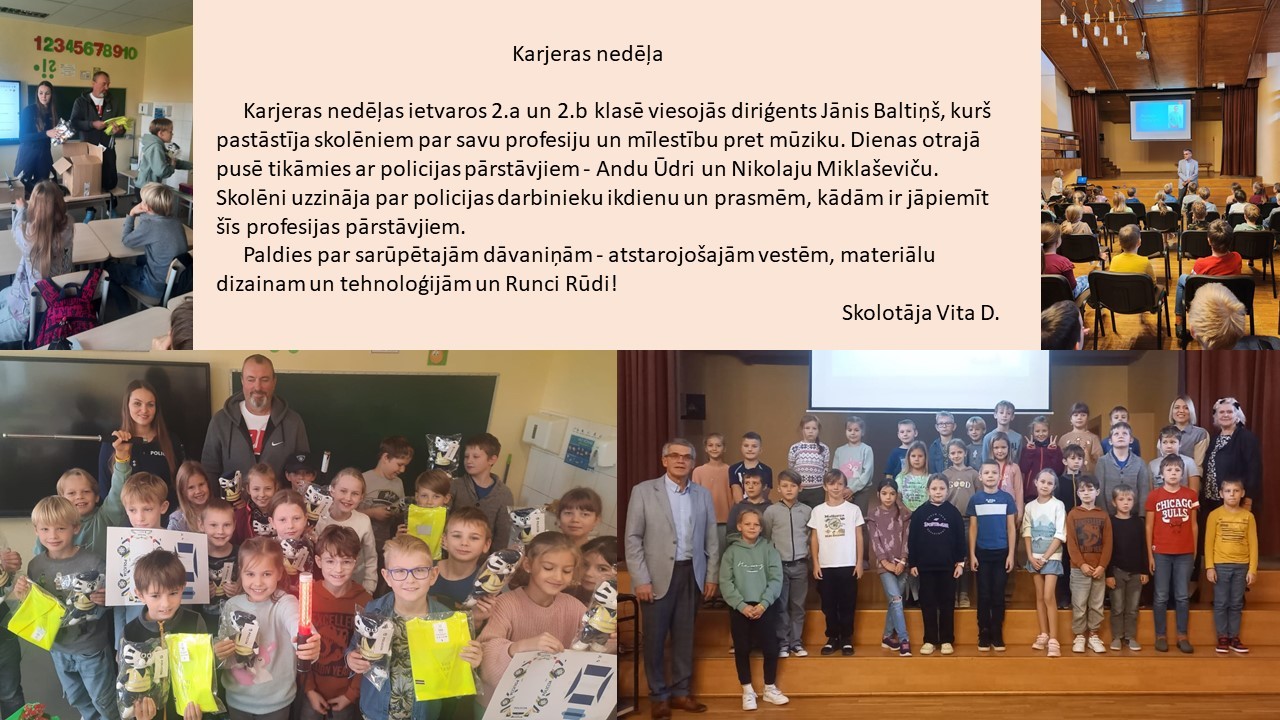 Karjeras nedēļas ietvaros tikšanās ar diriģentu J.Baltiņu un policistiem A.Ūdri, N.Miklašēviču 