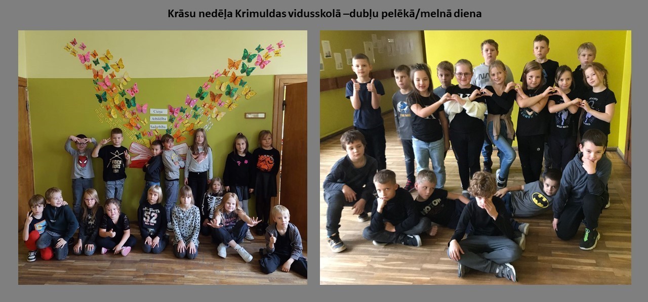Izglītojamie saģērbti melnās, pelēkās drēbēs