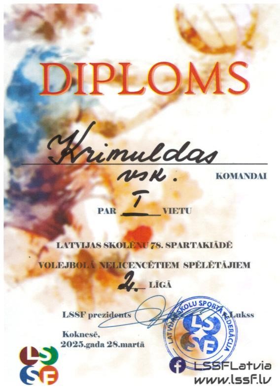 Volejbolā 1.vieta