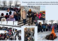 Skolēni pie ugunskura