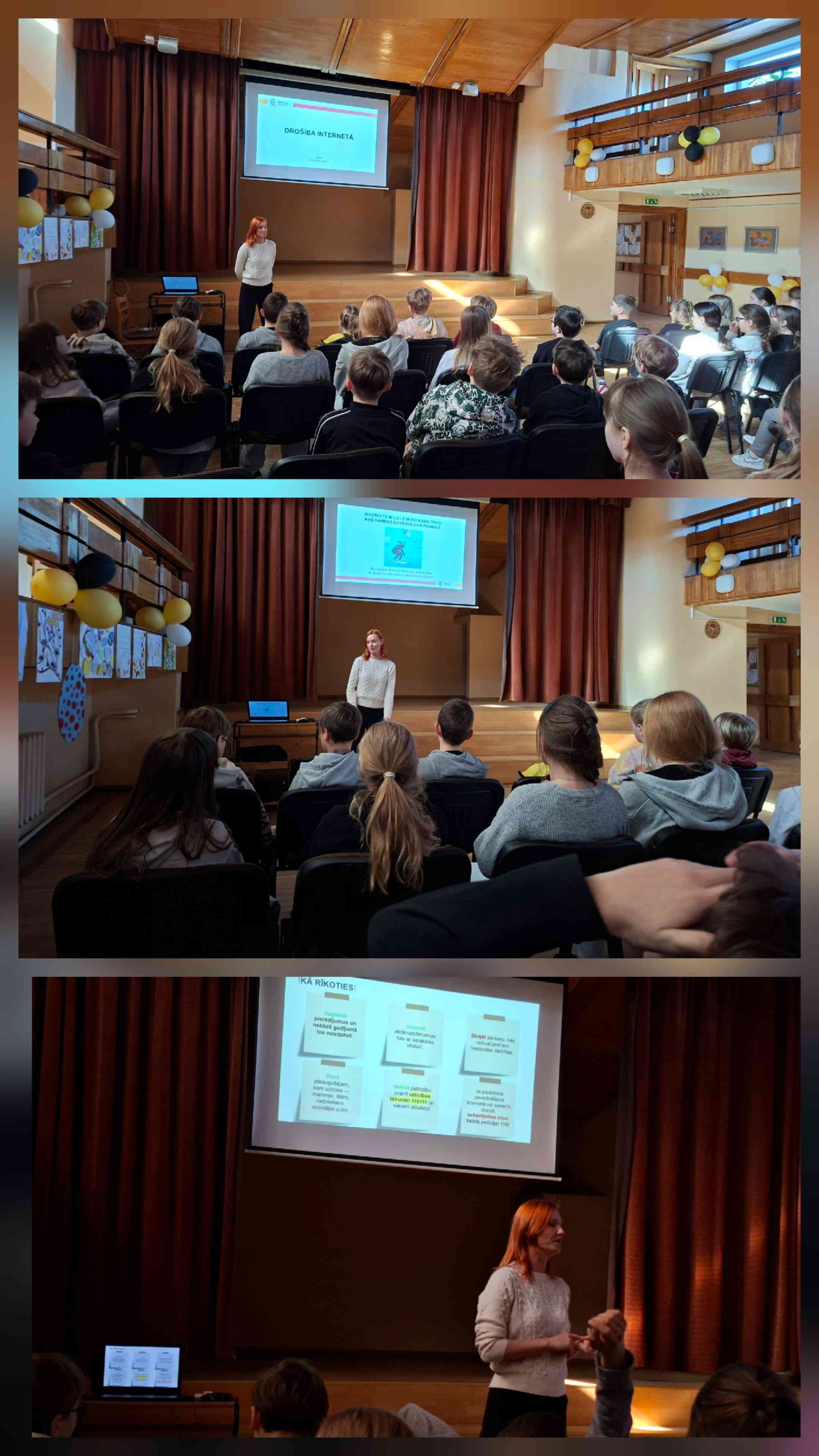 Skolēni klausās lekciju